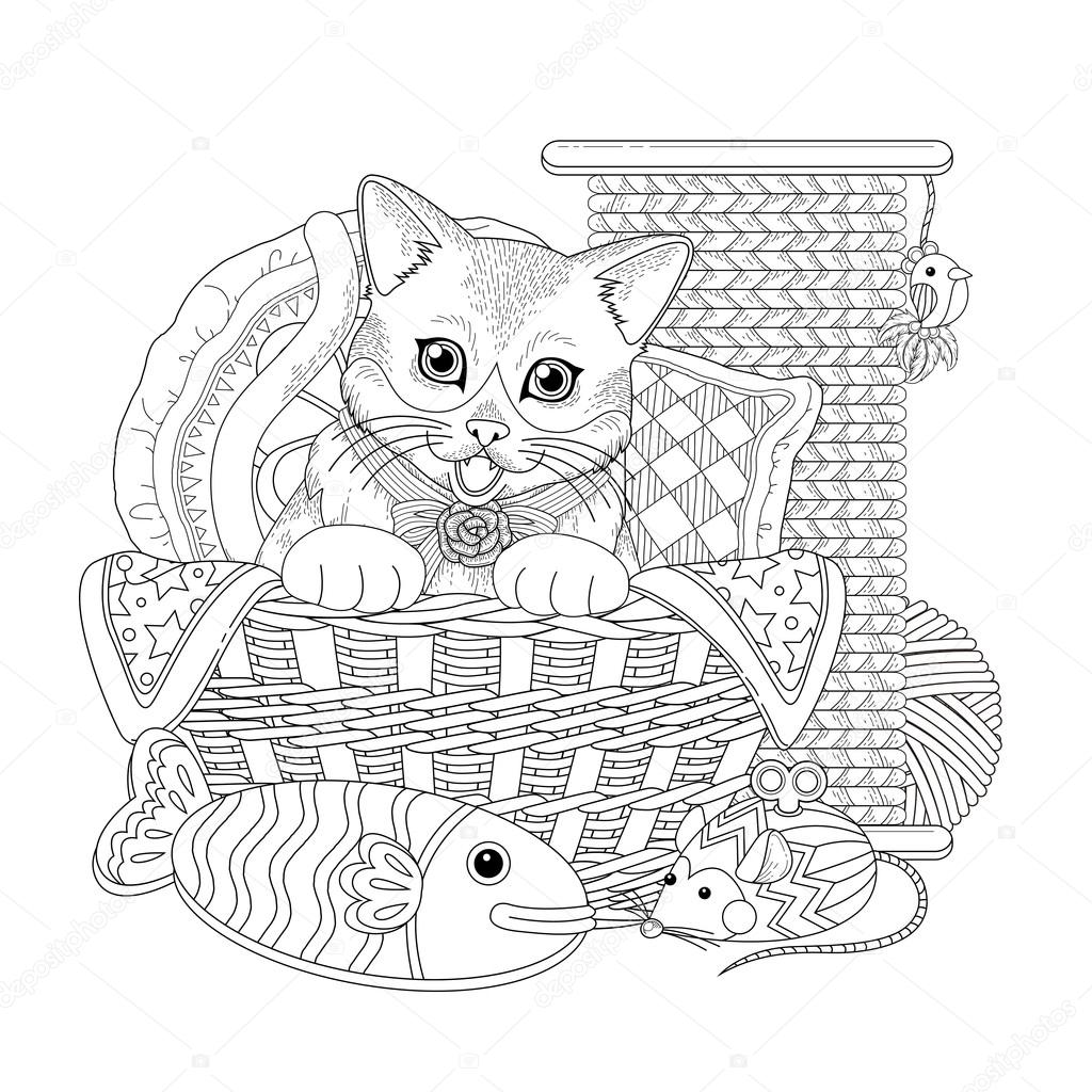Кототерапия: антистресс раскраски кошки и коты скачать, распечатать