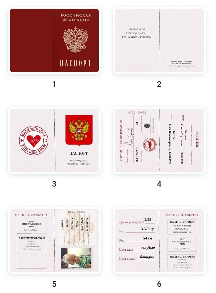 Игрушечные документы для детей