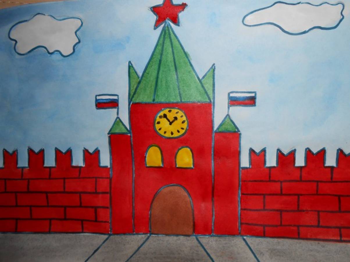 Рисунки кремля в москве и красной площади карандашом