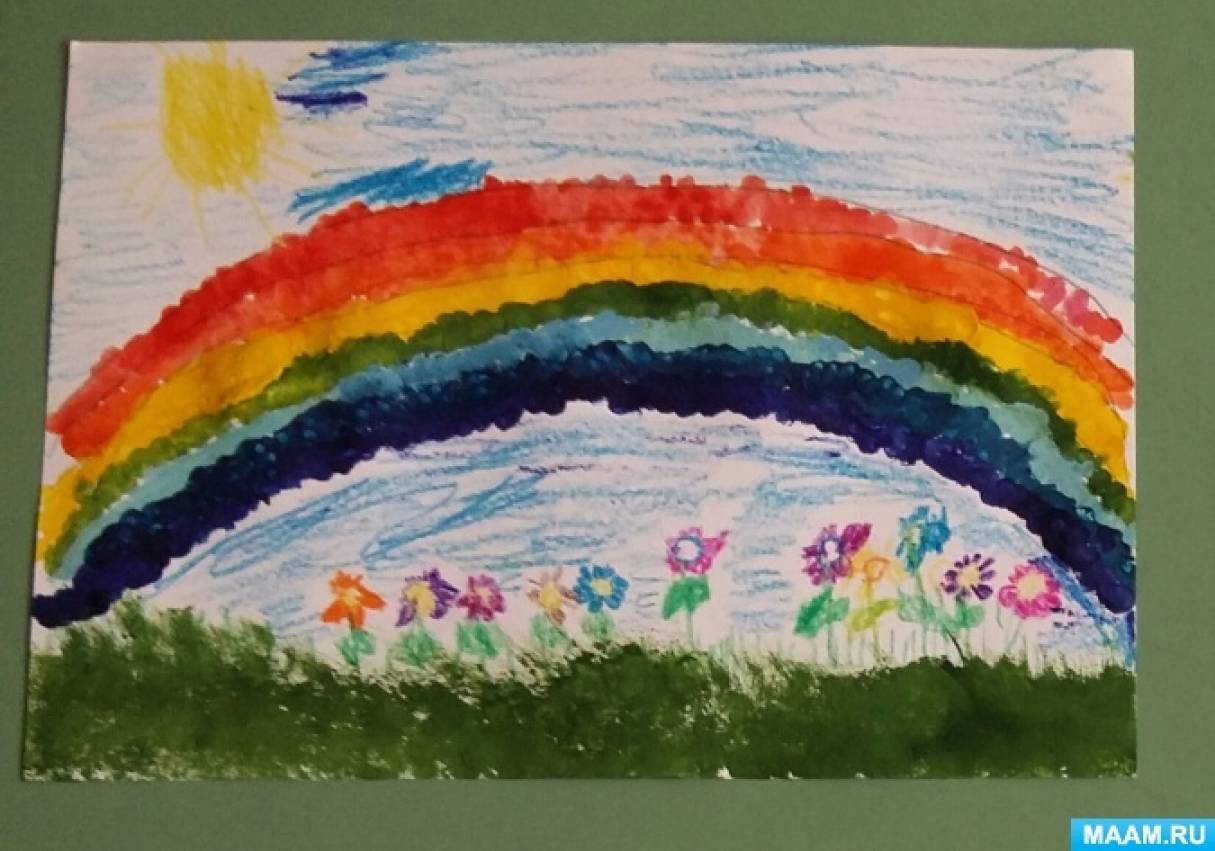 Конспект занятия по изо «рисуем радугу» для детей 6–7 лет